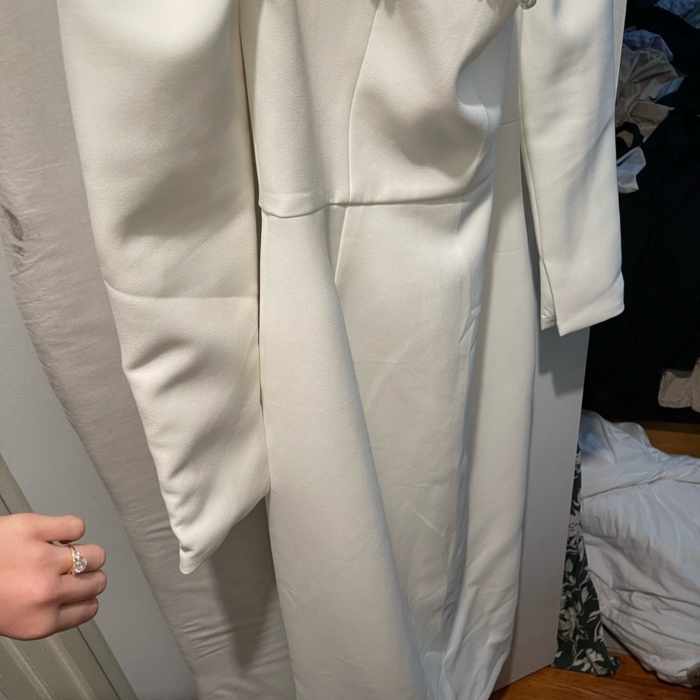 Elegant White Women's Dress with pearls by Odd muse